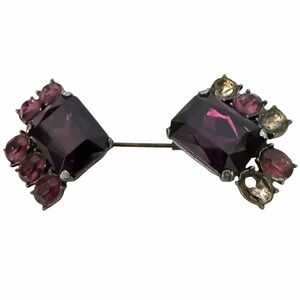 Vintage Purple Rhinestone Double End Hat Decor 2 Inch Collectible Pin